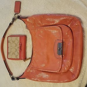 Coach Pink Patent Shoulder Bag and wallet